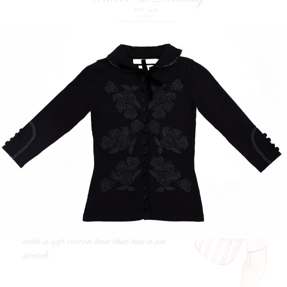 Dita Von Teese Wheels & DollBaby Mademoiselle Onyx Cardigan AU 14 - S/M - Picture 2 of 8